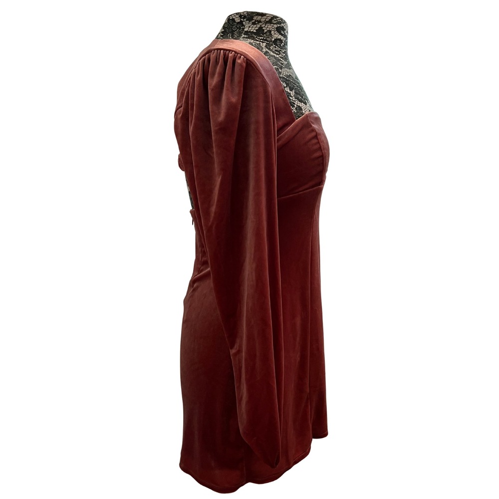 Forever 21 Pink Velour Mini Dress M Sweetheart Babydoll Milkmaid Whimsigoth Punk - Picture 3 of 16